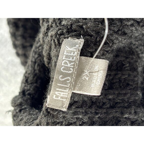 Falls Creek Sweater Women's 2X Chunky Knit Turtleneck Black Warm Winter Pullover - Picture 5 of 16